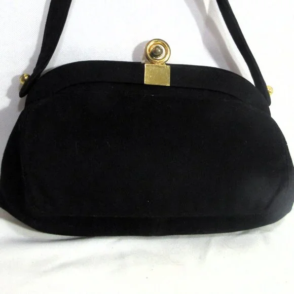 BIENEN - DAVIS VINTAGE WOOL HANDBAG PURSE GOLD TONE HARDWARE SUPER NICE 1940'S - Picture 5 of 9